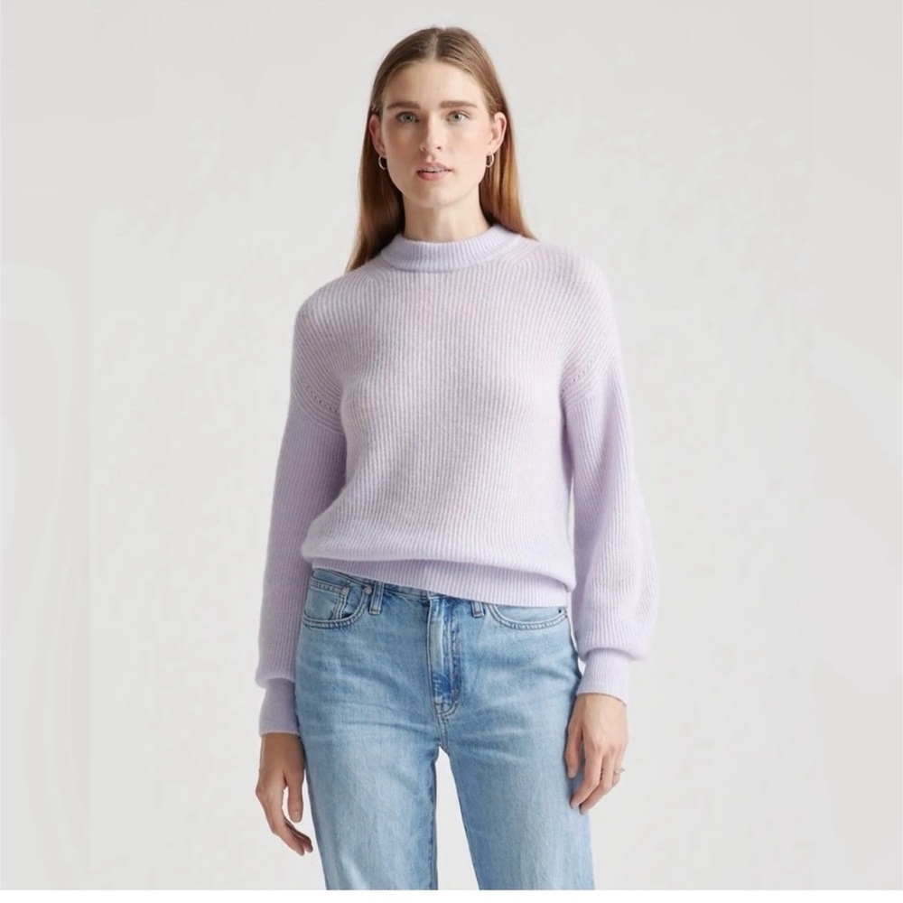 Quince Lavender Baby Alpaca-Wool Crew Sweater